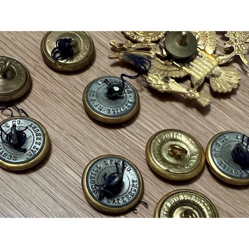 Waterbury US Army Uniform Button Collection Eagle Rifles Cap Military Lot - Picture 7 of 13